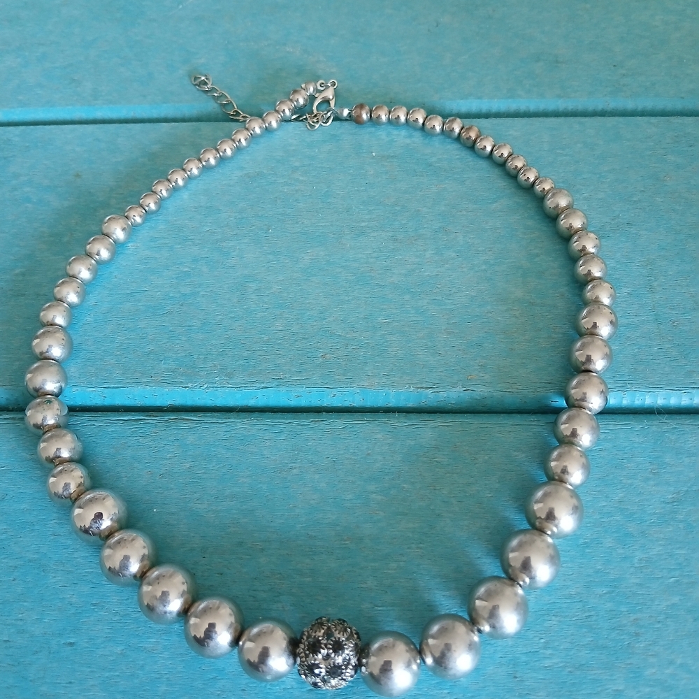 Silver Sparkle Necklace with Rhinestones